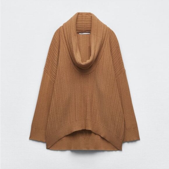 ZARA OVERSIZED COWL NECK KNIT SWEATER - Picture 3 of 11